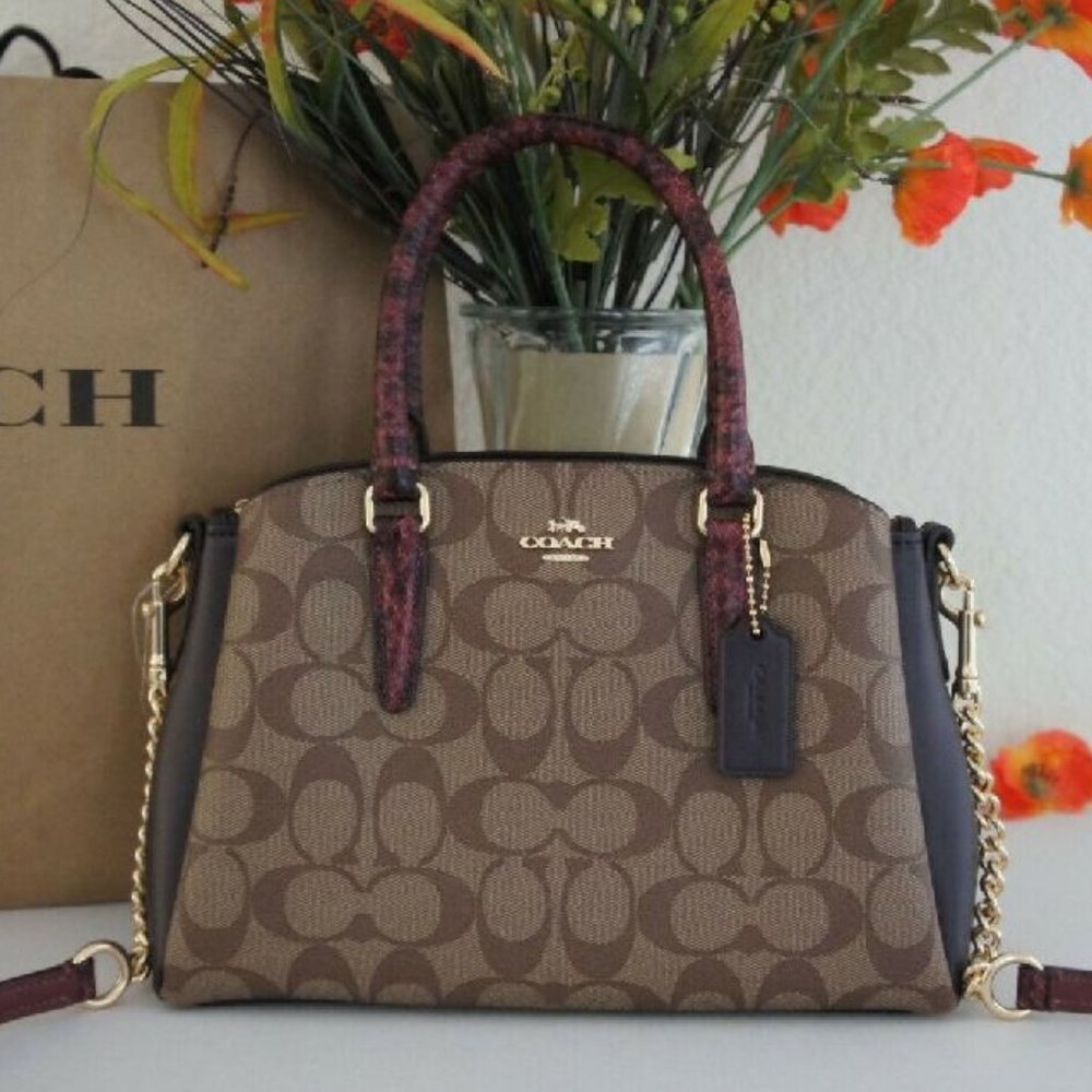 Coach Mini Sage with Snakeskin Embossed handle